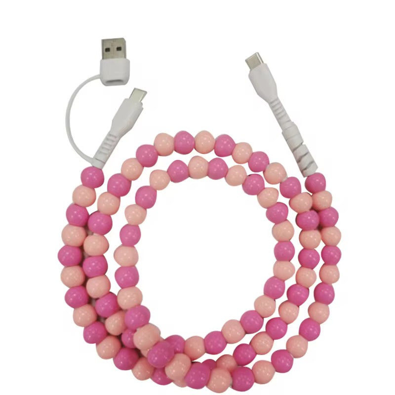 USB to Type-C 2-in-1 Beaded Cable