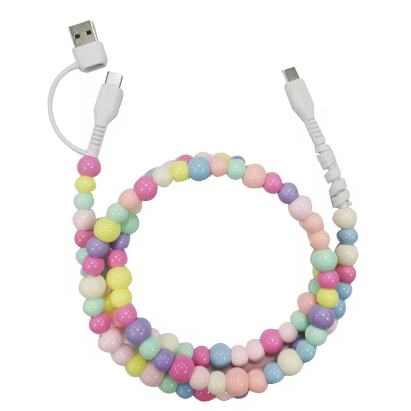 USB to Type-C 2-in-1 Beaded Cable