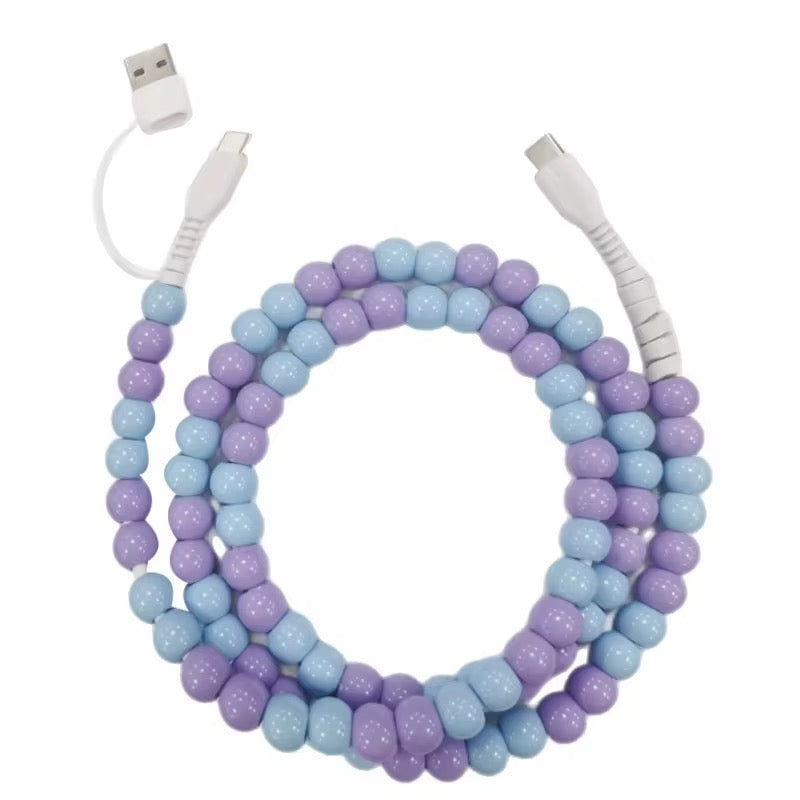 USB to Type-C 2-in-1 Beaded Cable